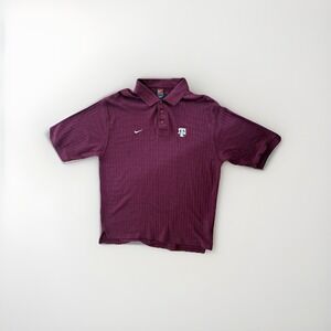 Vintage Y2K Nike Team Texas A&M Aggies Mens Large Waffle Knit Maroon Polo Shirt